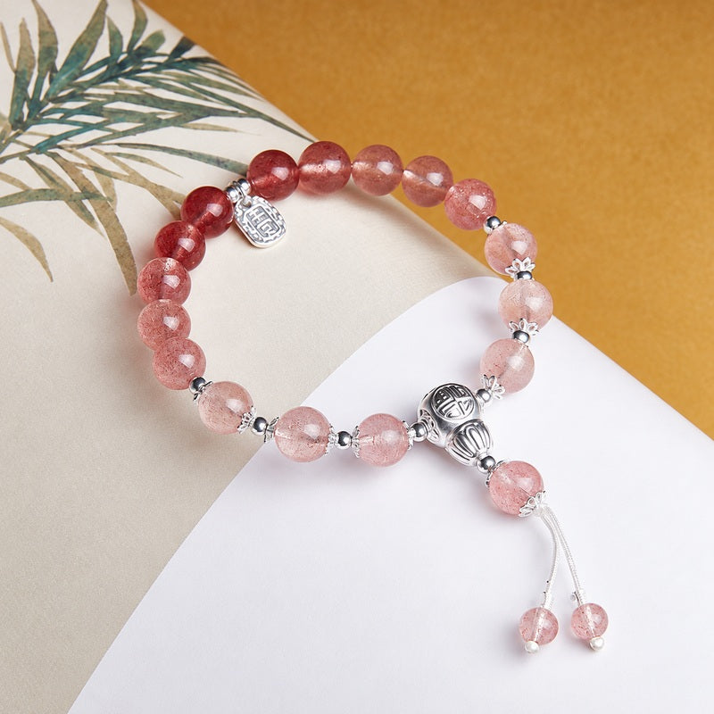 Strawberry Crystal Blessing Plaque Bracelet-Berry Blessings