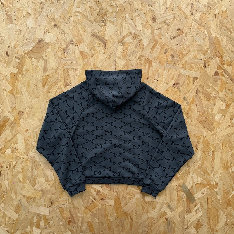 Mertra Monogram Zip Hoodie - Dark Grey