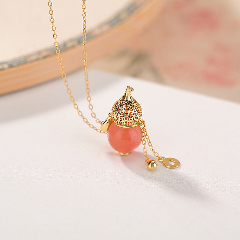 Amber Calabash 18K Gold-Plated Sterling Silver Pendant Necklace-Abundance in Bloom