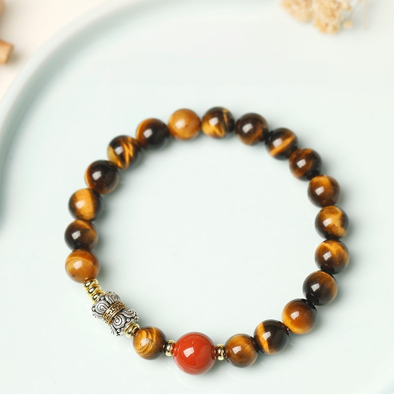 Grounded Fortune-Tiger's Eye & Red Agate Bracelet