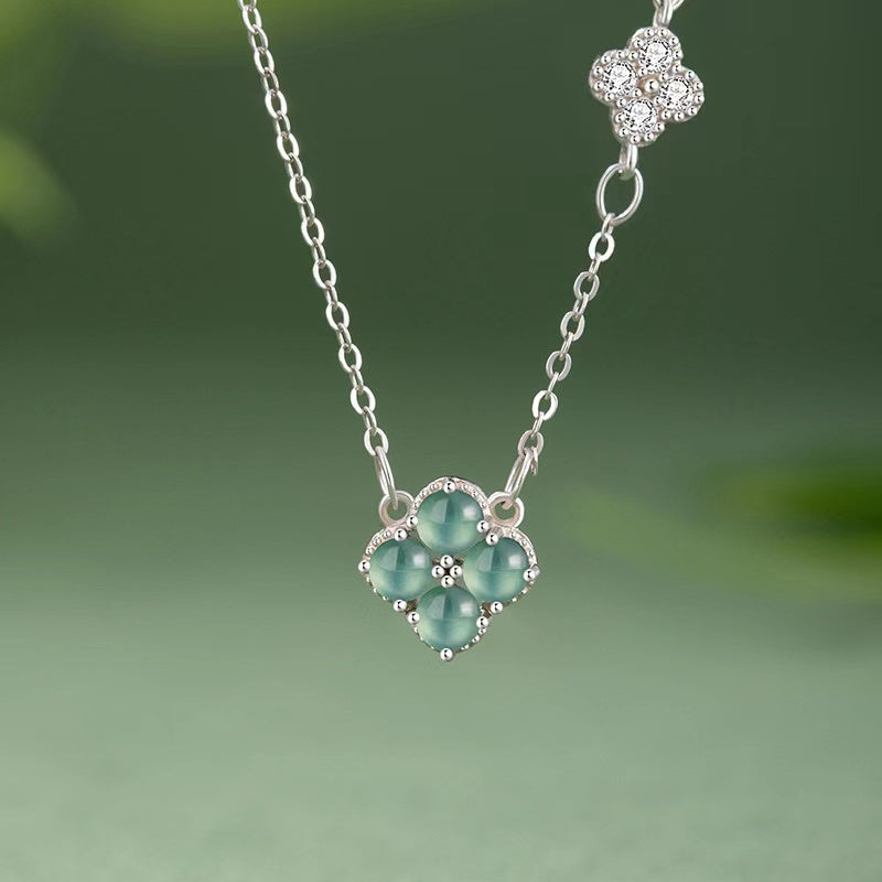 Four Leaf Clover Ice Jade Necklace-Faith & Hope
