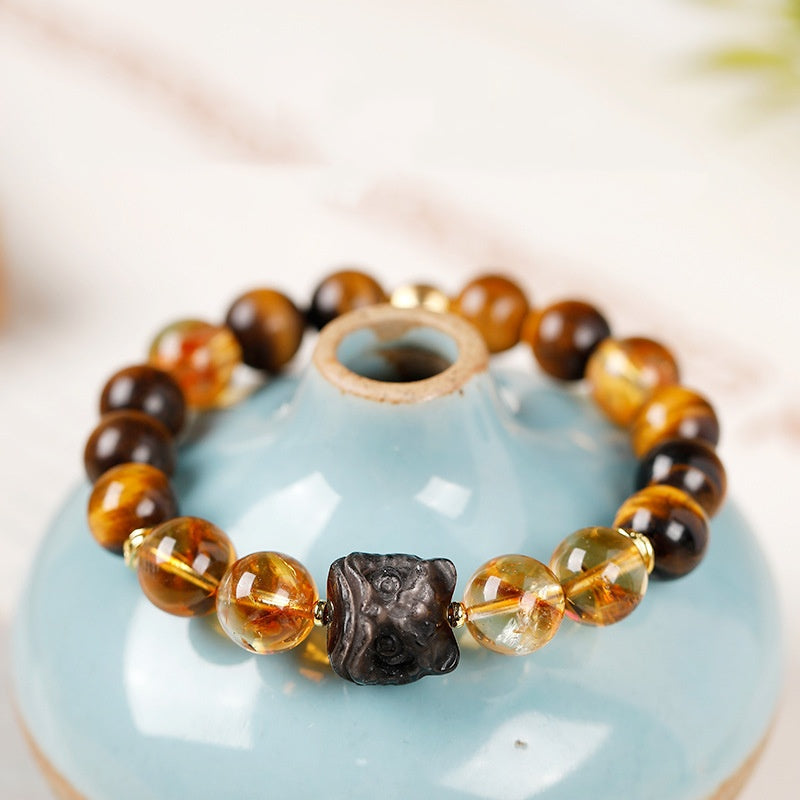Guardian Lion Citrine Bracelet-Courage. Focus & Steady Confidence
