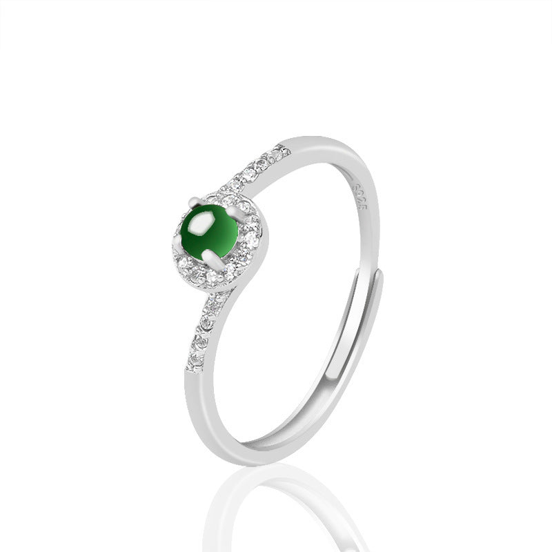 Grade A Jade Wealth Silver Ring(Adjustable)