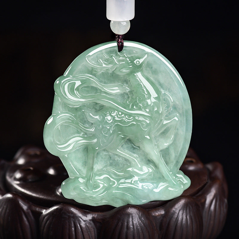 Nine-Colored Deer Jade Pendant-Kindness, Integrity & Justice