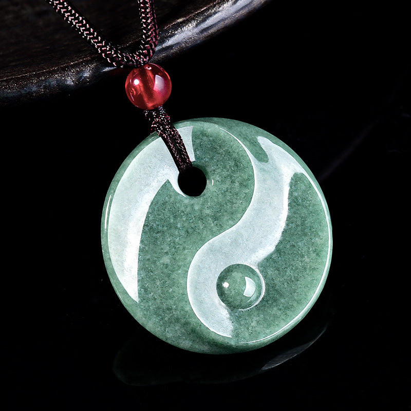 The Flow of Harmony: Jadeite Tai Chi Safe Knot Pendant