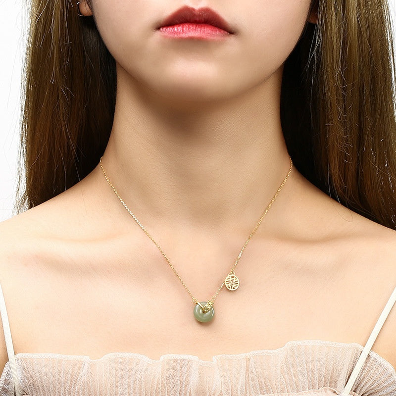 Nephrite Jade Double Happiness Necklace-Joy Shared