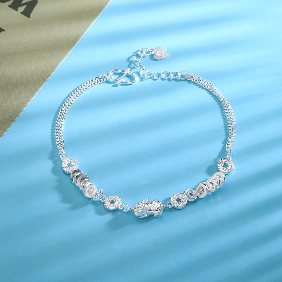 Fortune in Motion-Coin Bracelet with 999 Fine Silver Pixiu