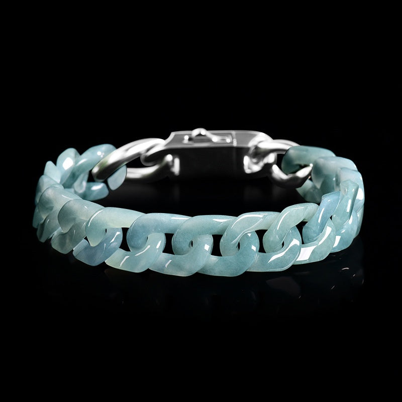Hand-Carved Jadeite Cuban Link Bracelet-Guardian's Path