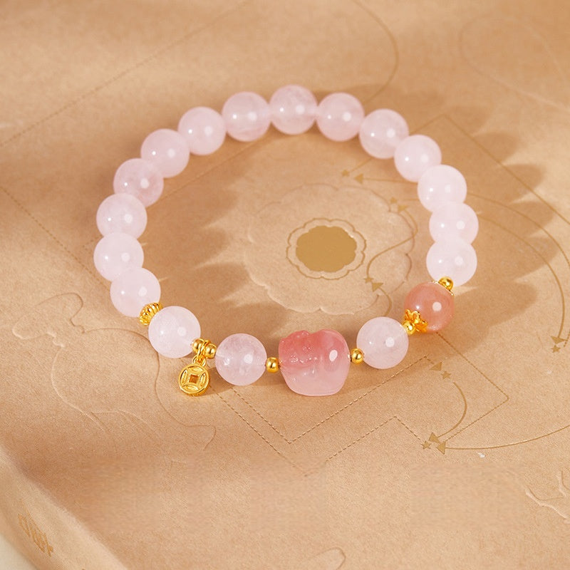 Pink Crystal Pixiu Bracelet¨CFortune. Love & Graceful Energy