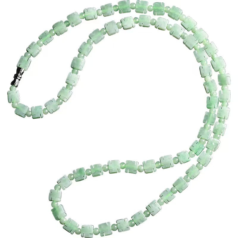Mala Prayer Barrel Beads Jadeite Necklace-Inner Peace
