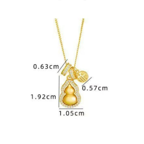 18K Gold-Plated Silver Fortune Gourd Pendant Necklace ¨C Rotatable Design for Elegance & Blessings