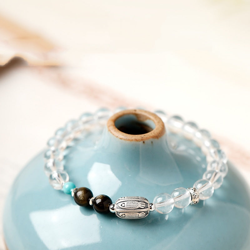 Flow Forward-Silver Koi Clear Quartz Bracelet