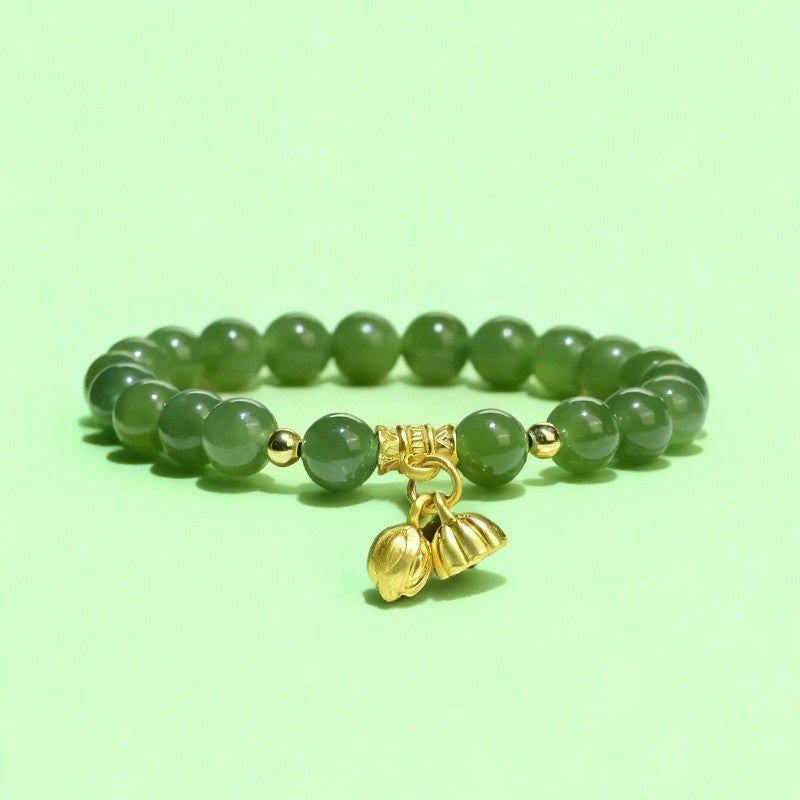 Lotus Bracelet-Green Jade Bead