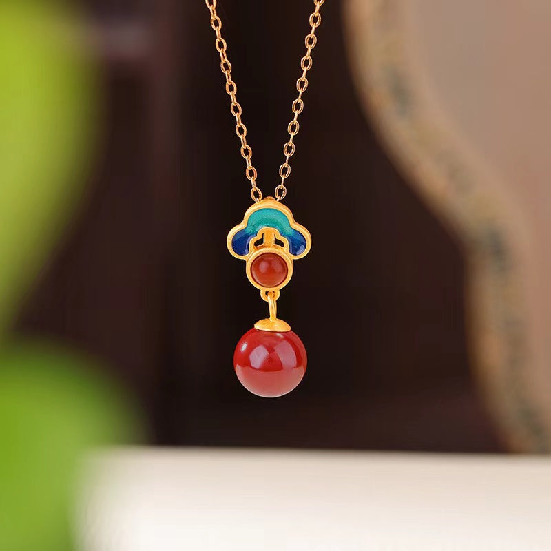 Auspicious Clouds Red Agate Necklace-Lucky and Prosperity