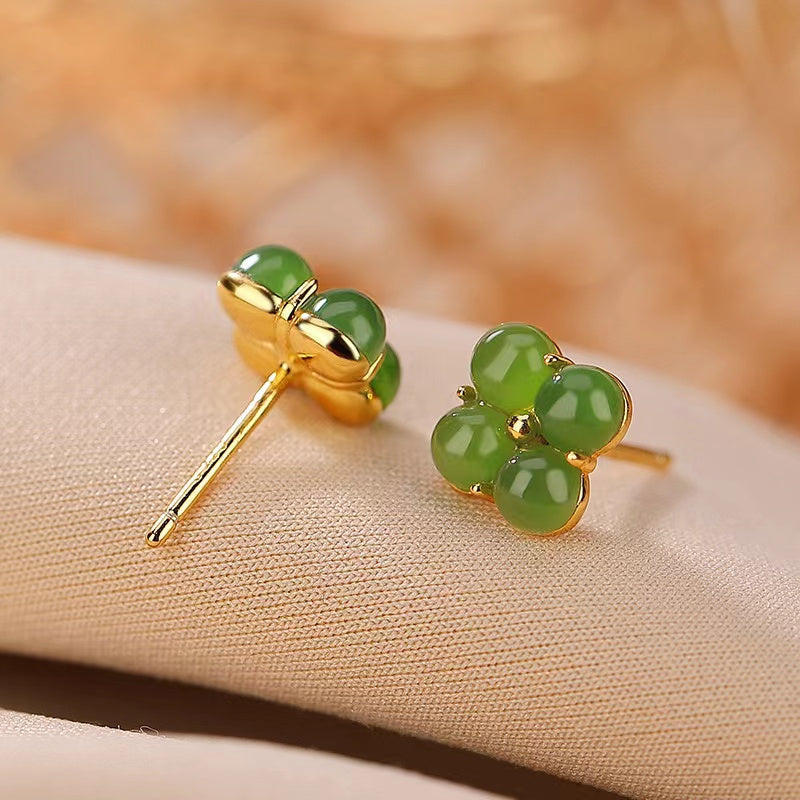 Four Leaf Clover Jade Earrings-Faith & Hope