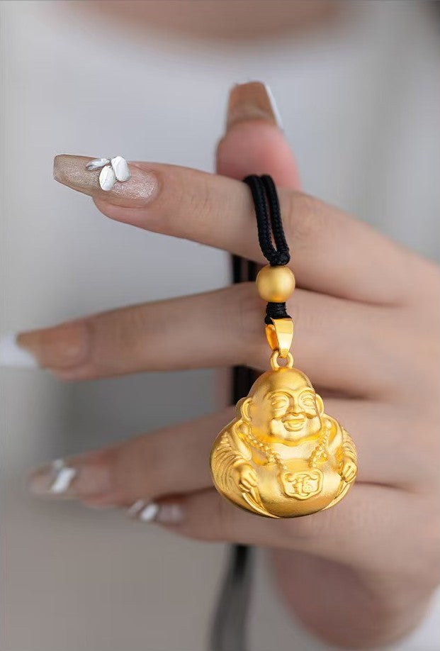 Golden Happy Buddha Pendant-Joy & Traditional Good Fortune