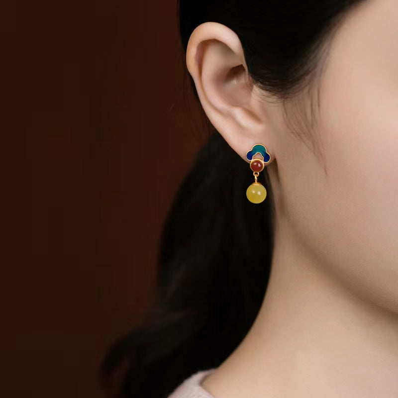 Auspicious Clouds Yellow Amber Jewely Set-Lucky and Prosperity