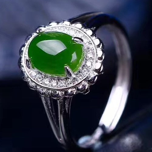 Hetian Green Jade Lucky Ring