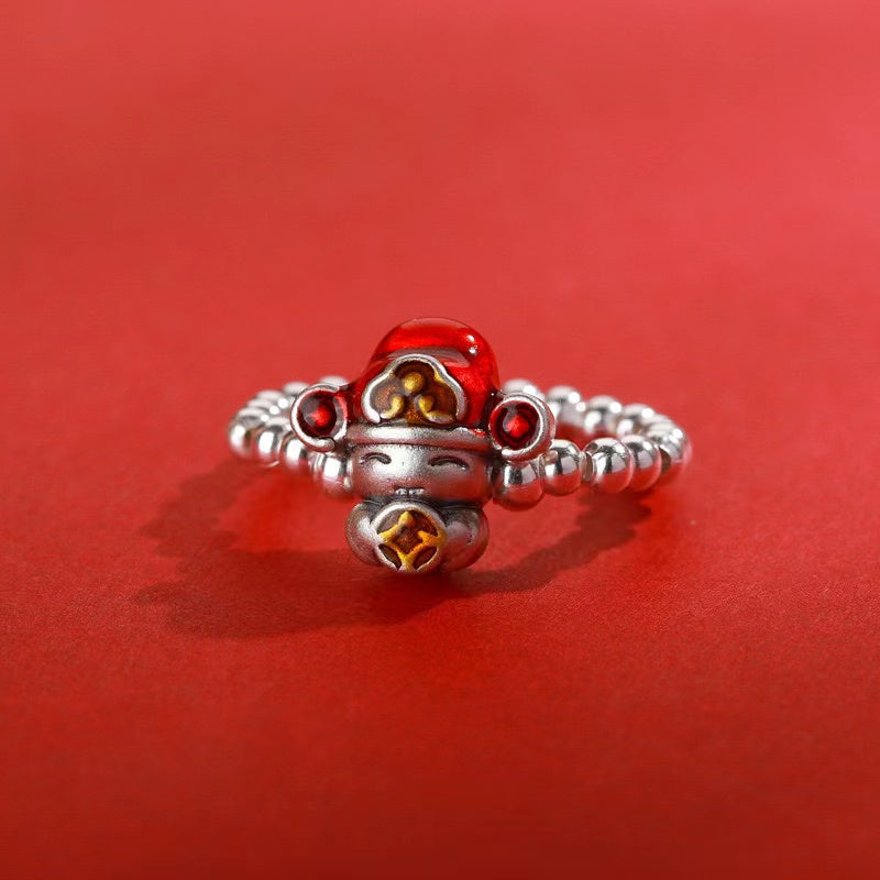 God of Wealth 999 Silver Ring-Attract Luck