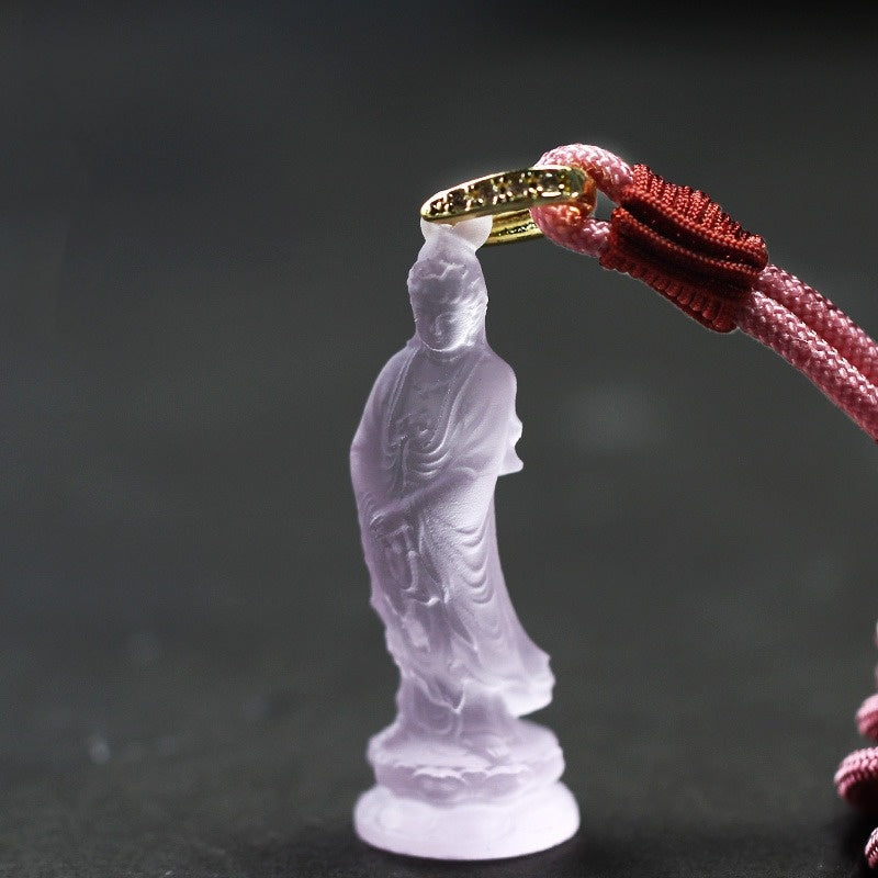 Zen Grace Hand-Carved Liuli Guanyin Pendant - Spiritual Protection Series
