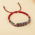 Five Emperors Coins Double Pixiu Red String Bracelet-Traditional Good Fortune Symbol