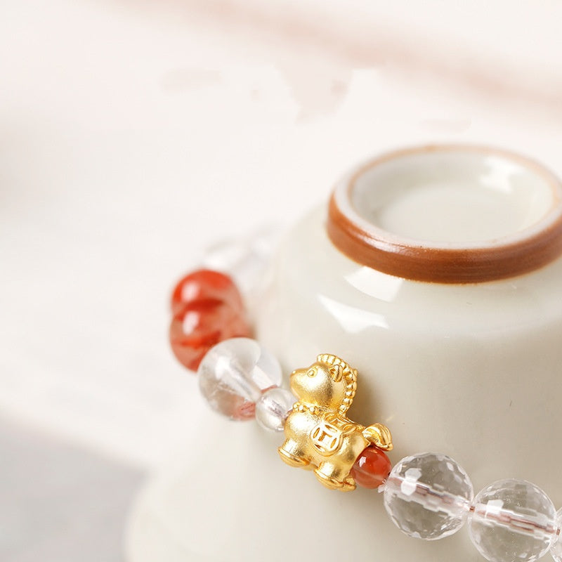 Lucky Gold Horse Ice-Floating Crystal Bracelet-A Bright New Journey