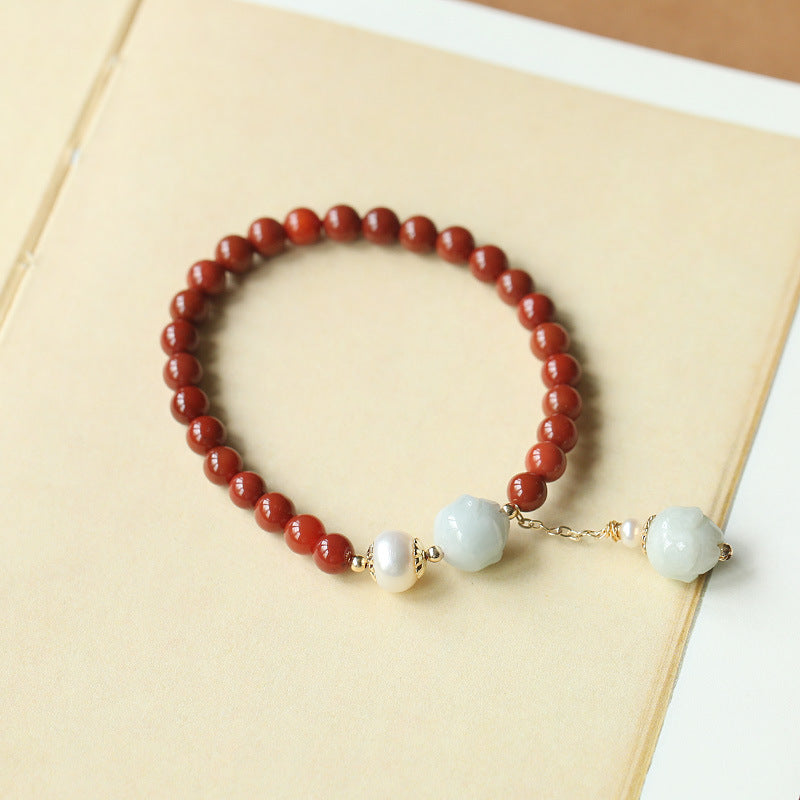 Red Agate Pearl Bracelet