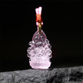 Pink Glaze Fox God Huxian Protection Amulet Pendant