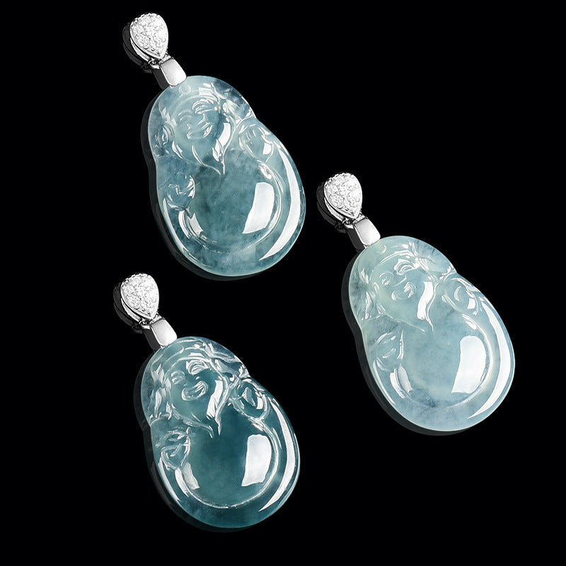 Blue Ice Jade Wealth Guardian Pendant ¨C Prosperity & Fortune Blessing