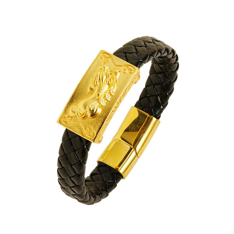Fortune Beast Pixiu Leather Bracelet-Traditional Prosperity Symbol
