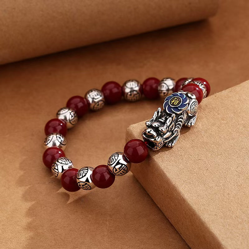 Cinnabar Bead Pixiu Bracelet¨CWealth & Protection