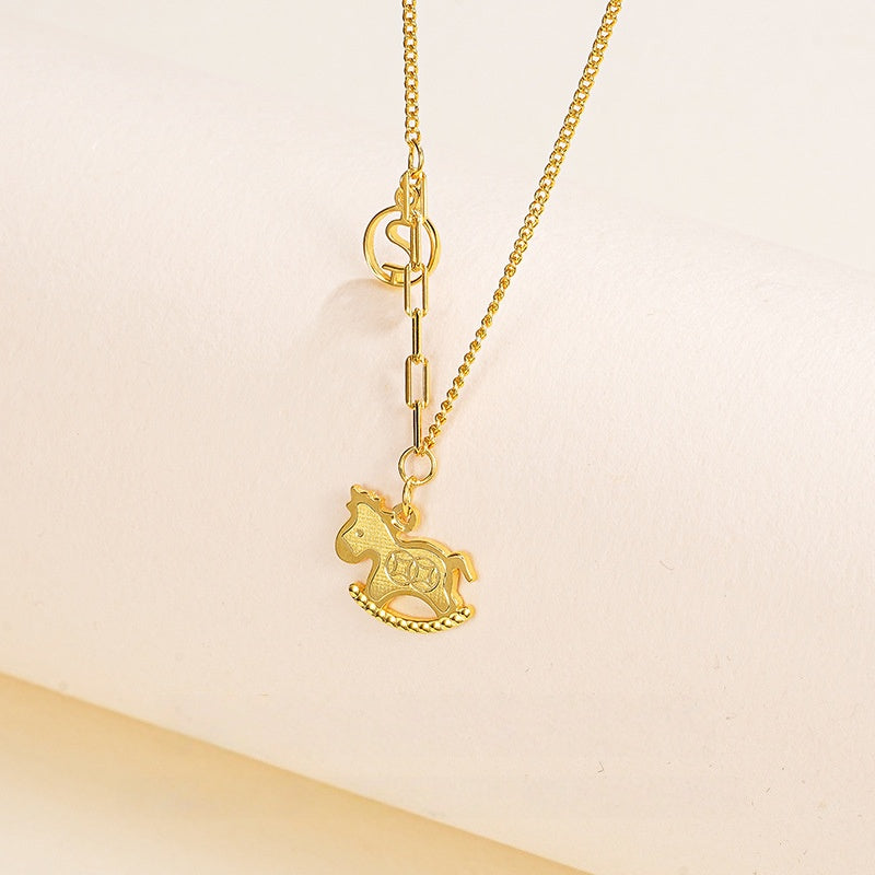 Lucky Horse Golden Necklace¨C2026 Year of the Horse Symbol of Progress & Prosperity