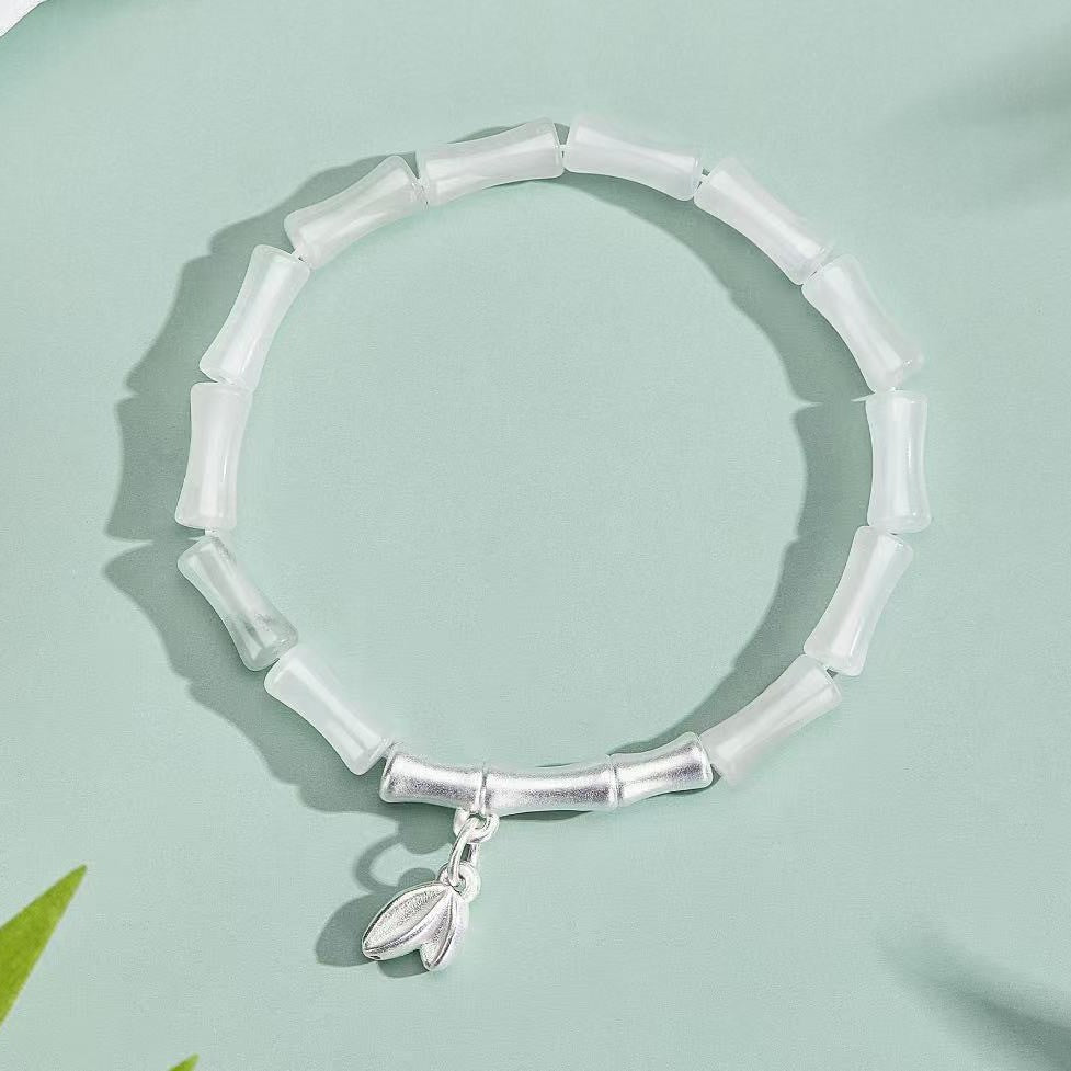 Quiet Growth-White Jade Bamboo Bracelet