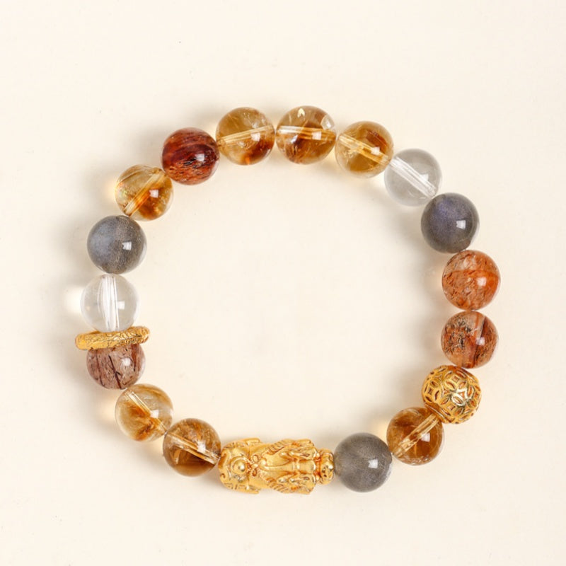 Amethyst & Citrine Pixiu Bracelet-Gathered Fortune