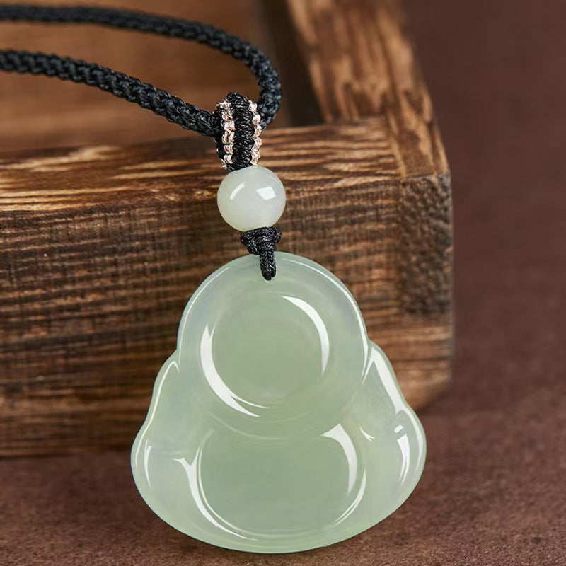 Joyful Laughing Buddha Jade Pendant-Wisdom and Enlightenment