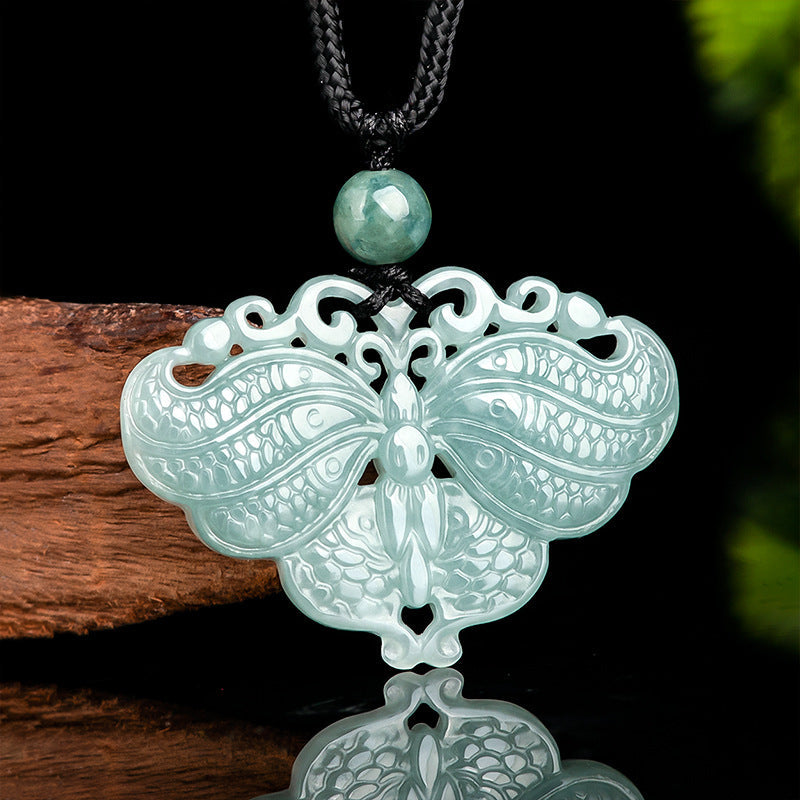 Serene Transformation Butterfly Jade Pendant-Whispers of the Azure Wing: A Soul's Metamorphosis