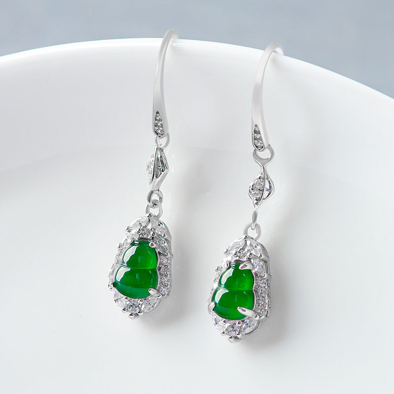 Wulu Green Jade Wealth Earrings