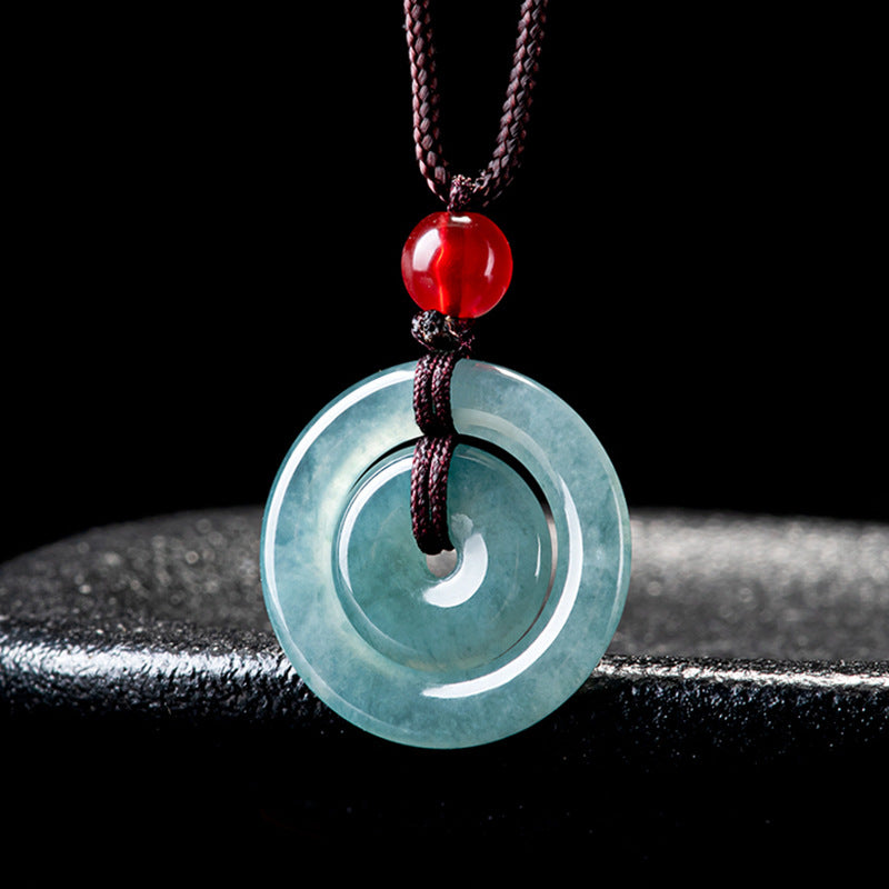 Peaceful Union Mother & Child Jade Safety Buckle Pendant Necklace