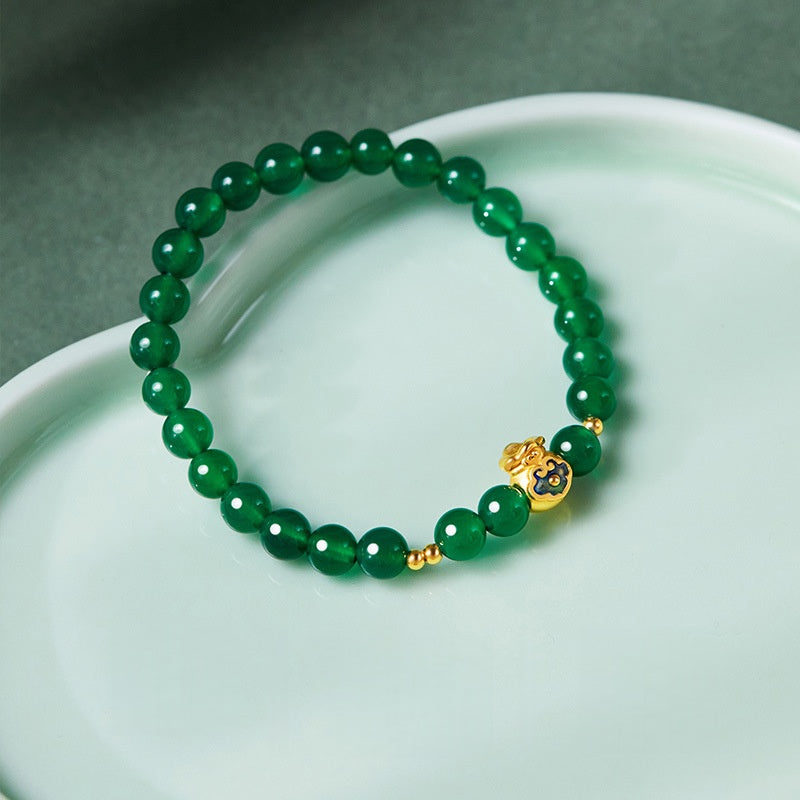 Ruyi Blessing Pouch Chalcedony Bracelet ¨C Serenity. Joy & Good Fortune