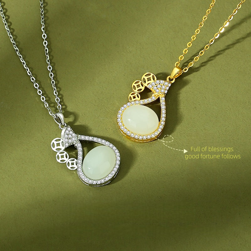 Hetian Jade Blessing Pouch Necklace ¨C Grace. Harmony & Good Energy
