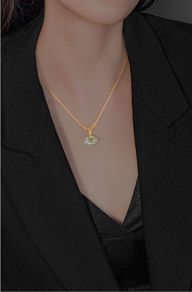 Good Fortune Ru Yi Green Jade Necklace-Gentle Wishes