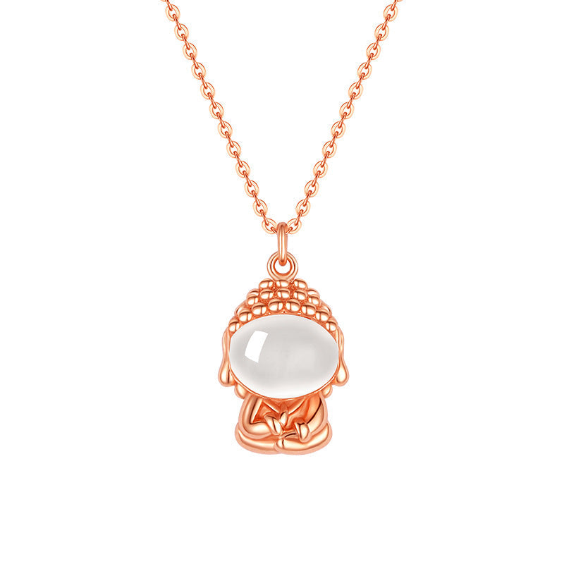 Faceless Buddha Chalcedony S925 Silver Necklace-Inner Stillness