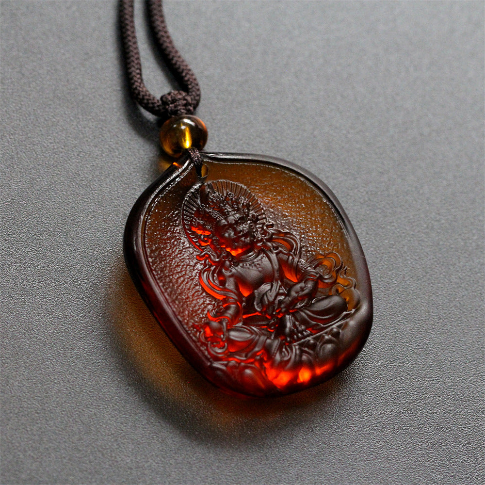 Yellow Jambhala Liuli Pendant-Wealth Generosity & Prosperity