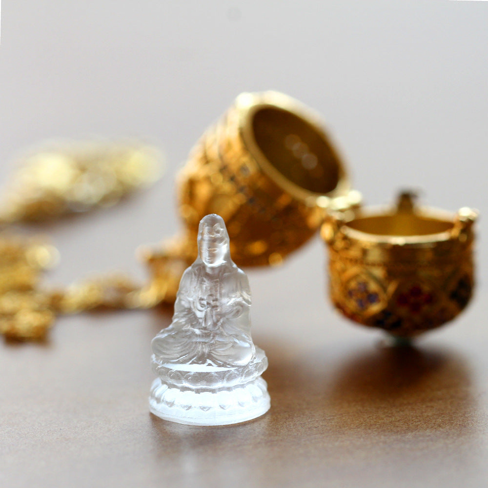 Blooming Divinity: Miniature Liuli Buddha Gau Talisman