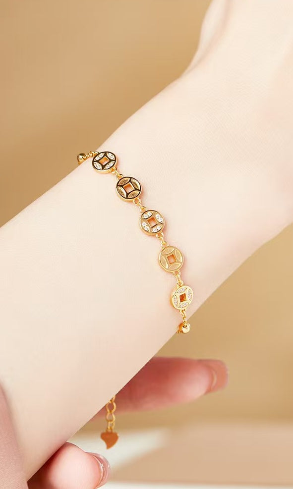 Rolling Fortune Coin Bracelet ¨C18k Gold Plated 925 Sterling Silver