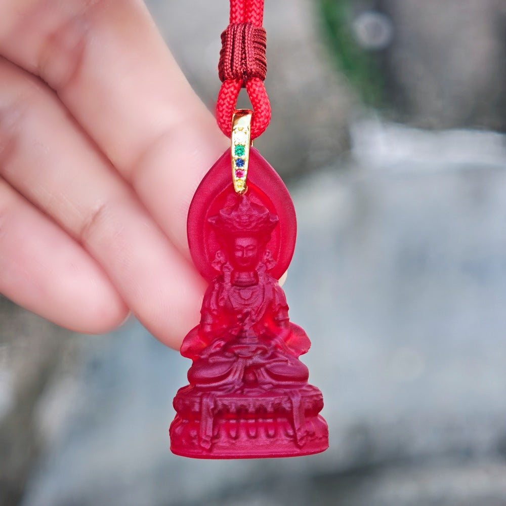 Longevity Buddha Liuli Pendant–Peace. Protection & Long-Life Blessings
