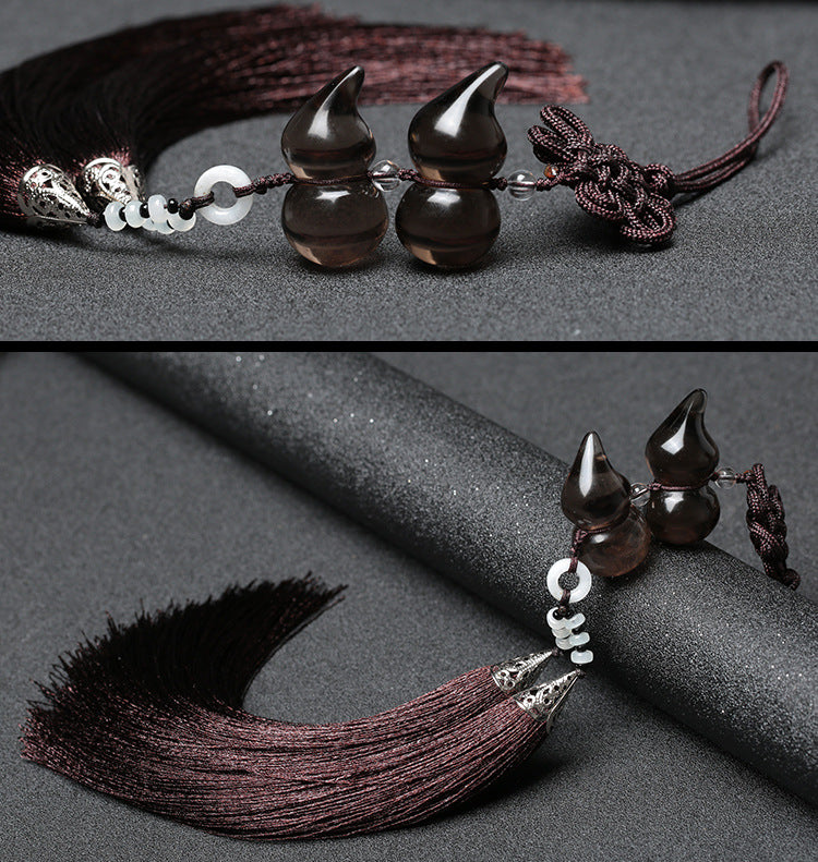 Natural Smoky Crystal Calabash Lucky Car Pendant
