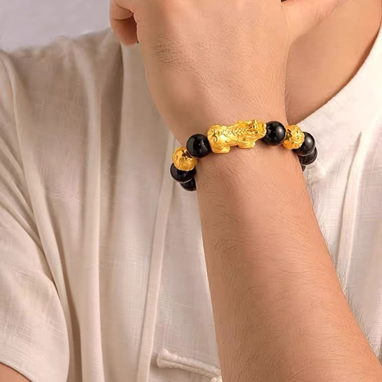 Obsidian Bracelet-Black Obsidian Wealth Pixiu