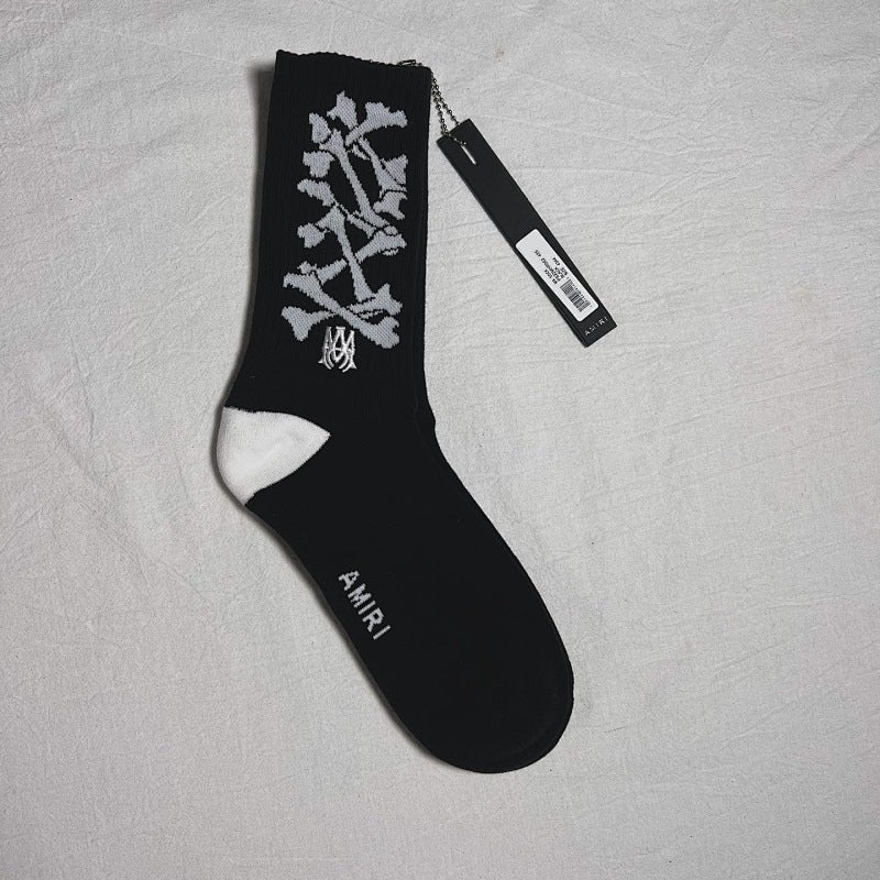 AMIRI Mid-Crew Socks - Black/White
