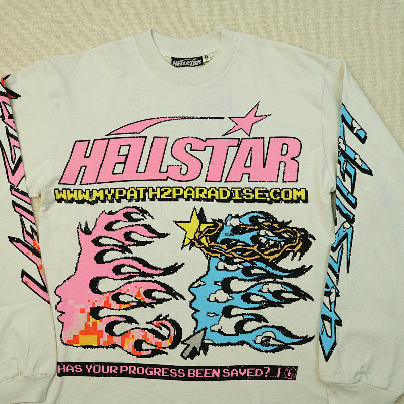 Hellstar Pixel L/S Tee White